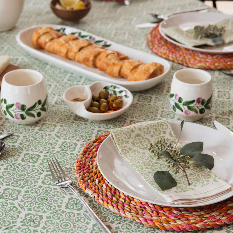 Ceramic Hand Painted Olive Branch Tumblers - Set of 2