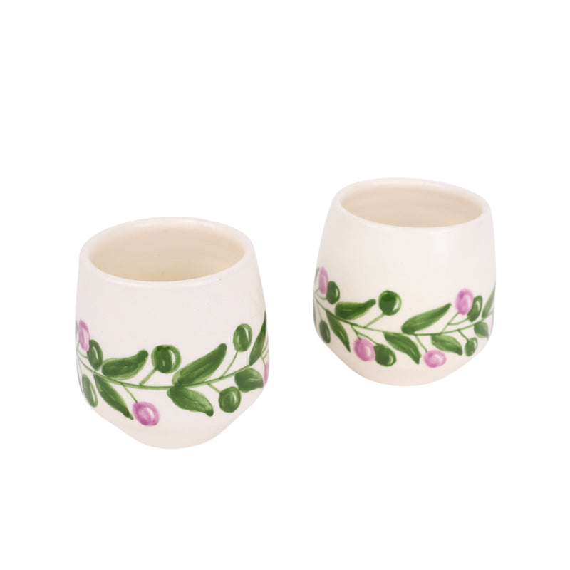 Ceramic Hand Painted Olive Branch Tumblers - Set of 2